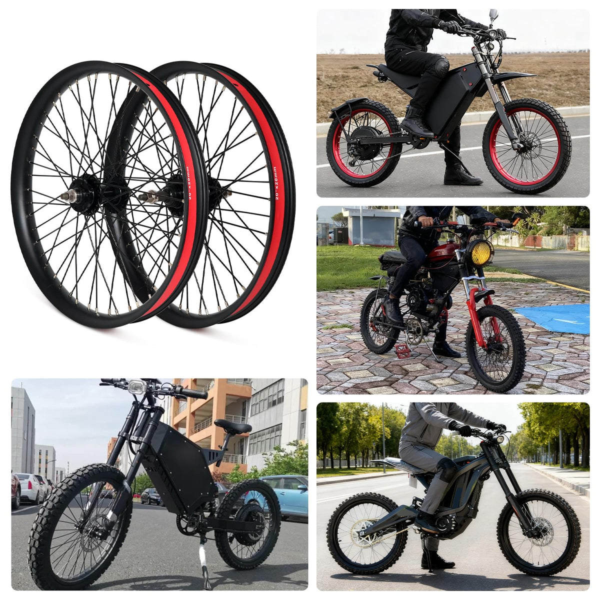 20"/26" Heavy Duty Bike Wheelset, Front and Rear, 12 Gauge 48 Spokes, Double Wall Aluminum Alloy Disc Brake MTB U368450