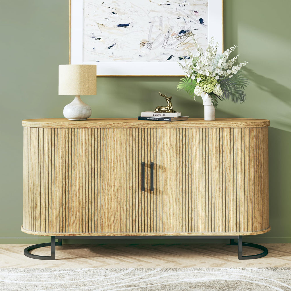 Sideboard Buffet Cabinet with Storage, Fluted Tambour, Adjustable Shelves D748499