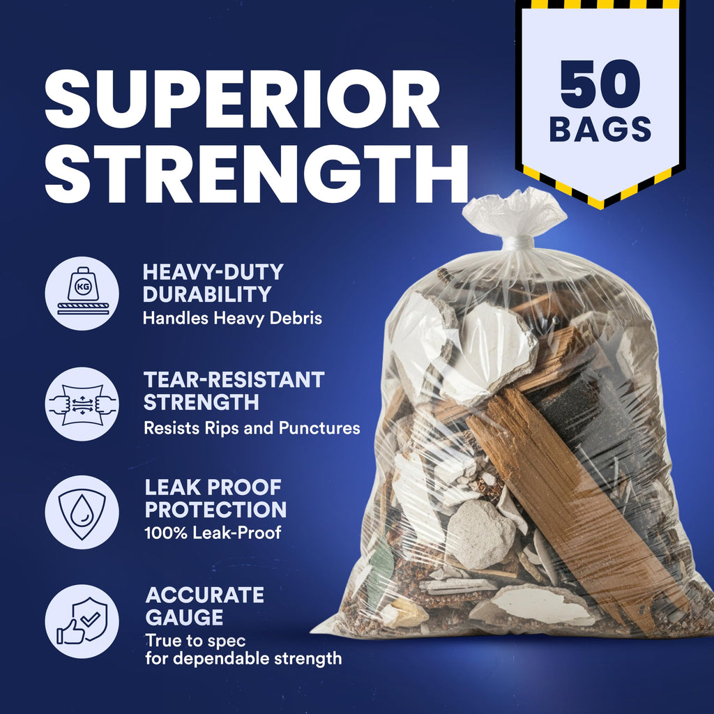 Clear Heavy Duty 42 Gallon Trash Bags 50 Count K450