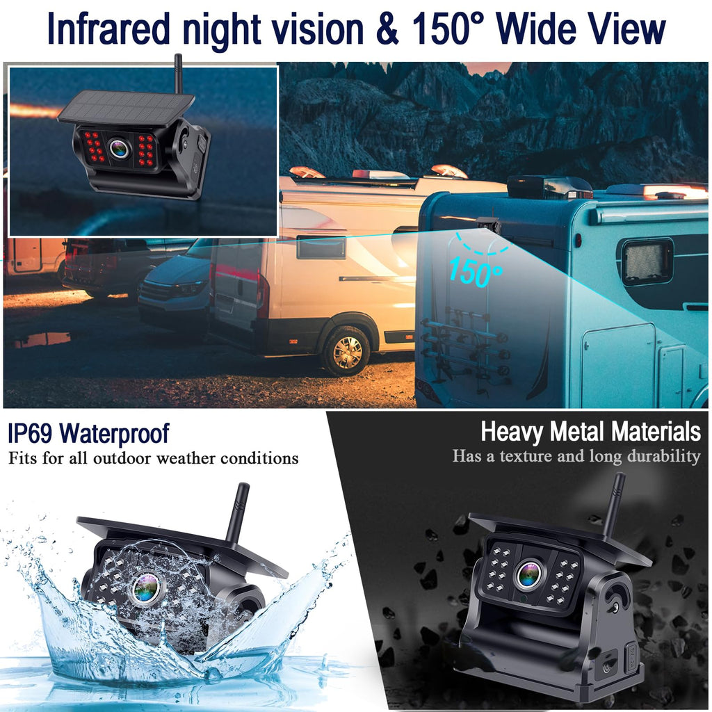 Wireless Solar Magnetic Backup Camera HD 1080P 5'' Monitor Kit M524087