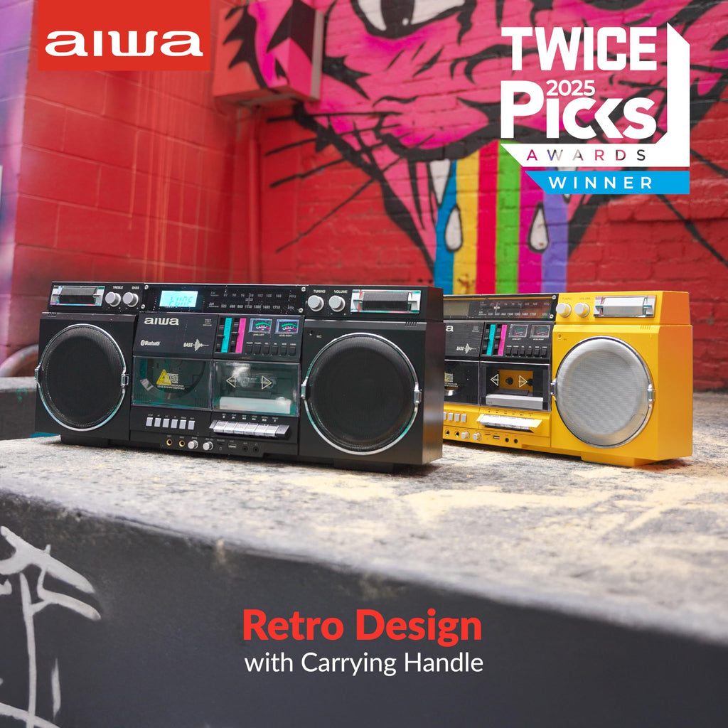 Retro Boombox CD Player with Cassette Recording, Bluetooth, FM/AM Radio, USB/SD/AUX Inputs, Dual 40W Speakers F837094