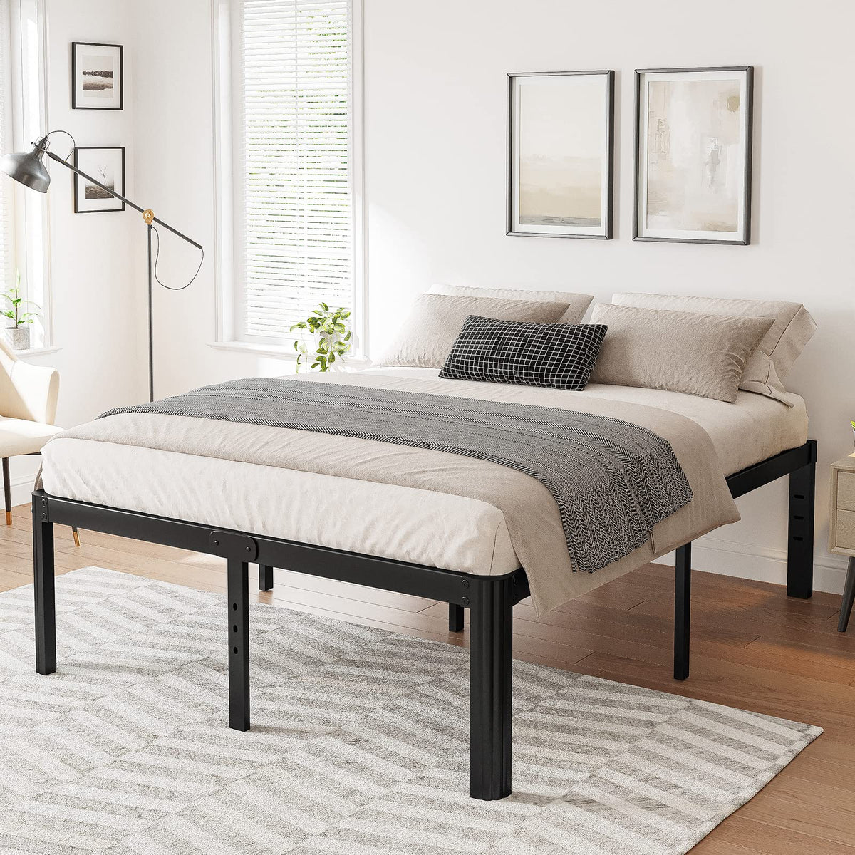 California King Heavy Duty Metal Platform Bed Frame with Round Corners X118773