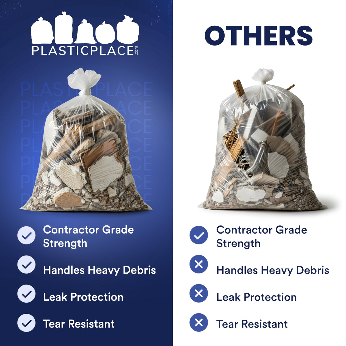 Clear Heavy Duty 42 Gallon Trash Bags 50 Count K450