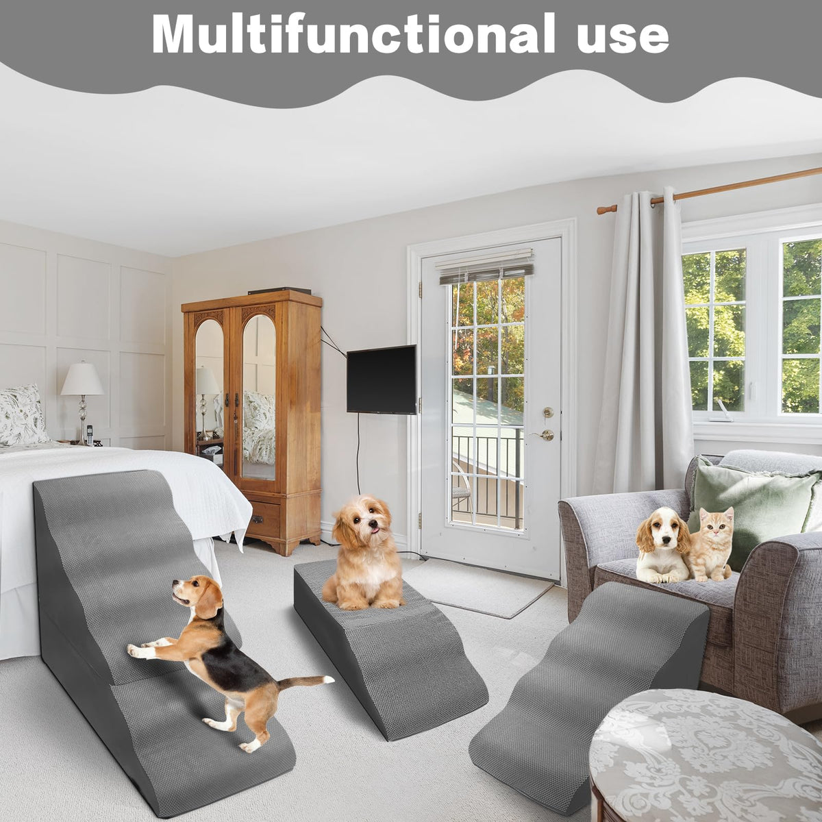 6-Step Grey Foam Dog Stairs T659976