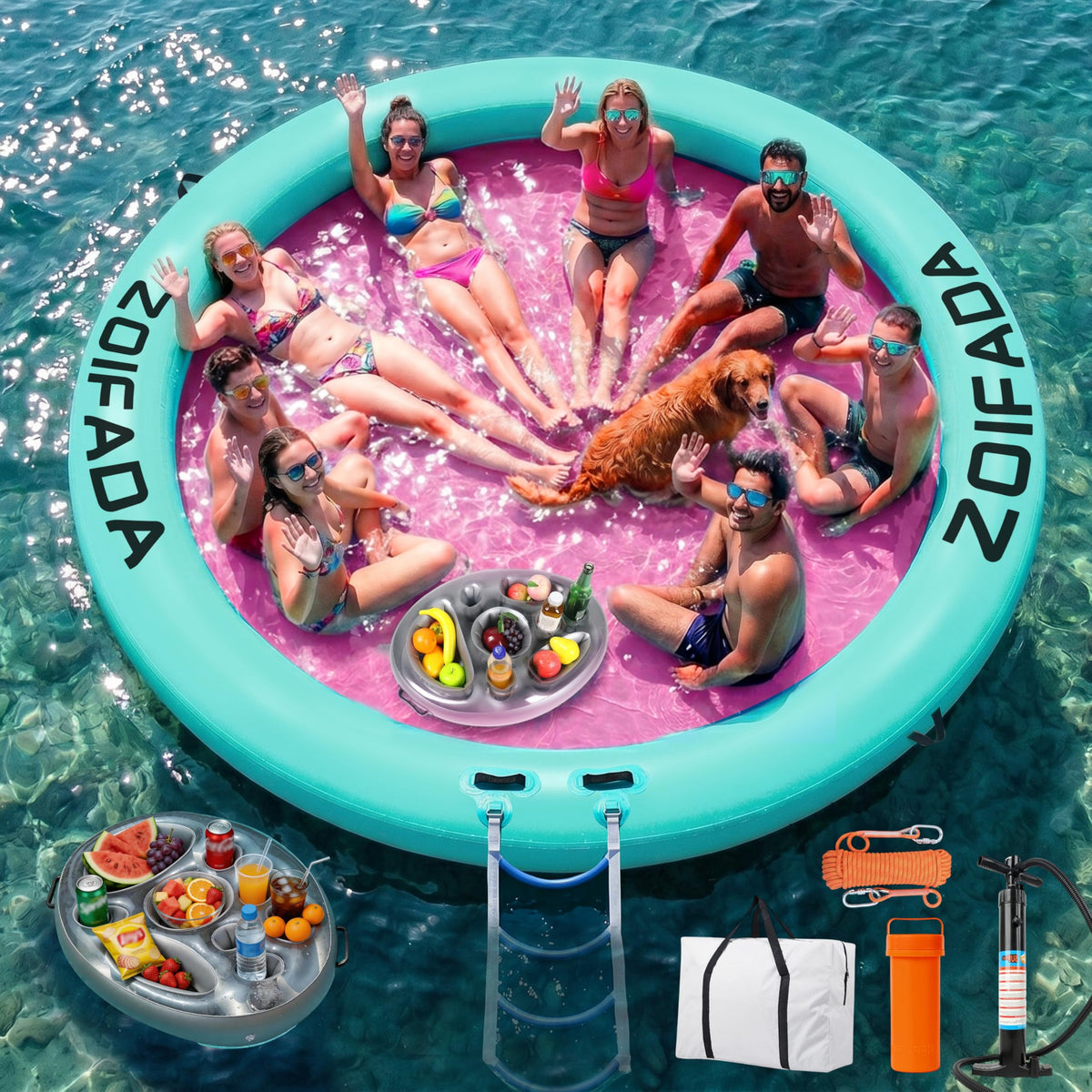 Inflatable Round Floating Ring with Cup Holder A501