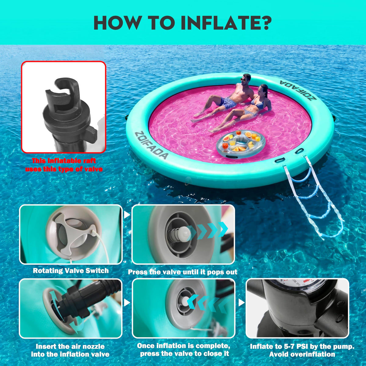 Inflatable Round Floating Ring with Cup Holder A501
