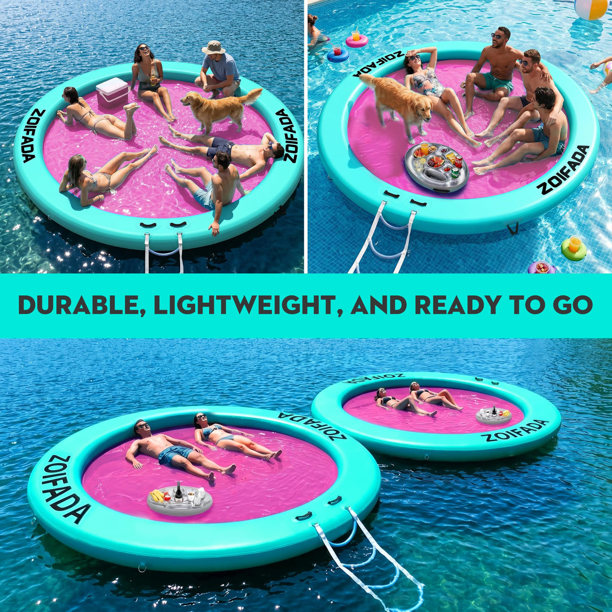 Inflatable Round Floating Ring with Cup Holder A501