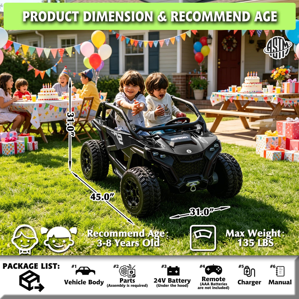 Black 2-Seater 4WD Ride On Car T11872