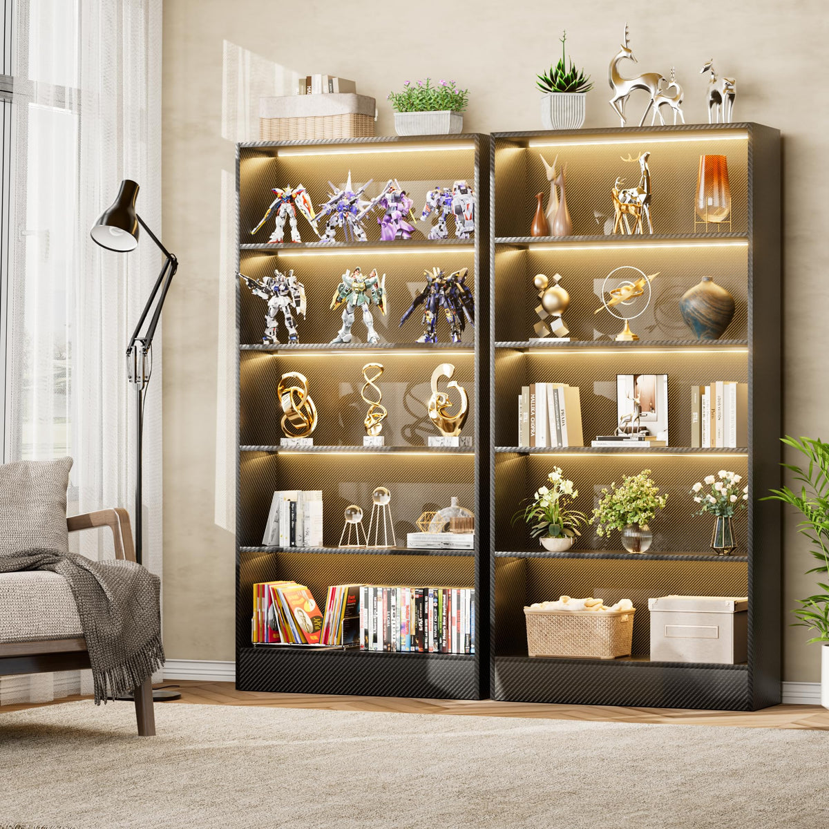 Black 5-Tier Wooden Bookshelf T9423
