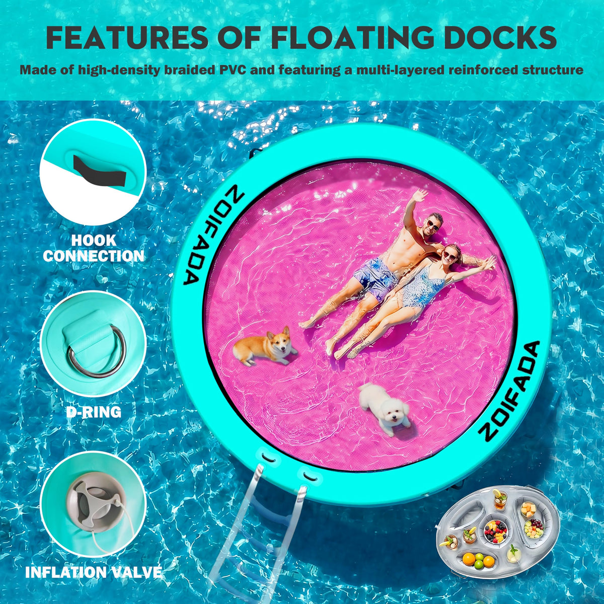 Inflatable Round Floating Ring with Cup Holder A501