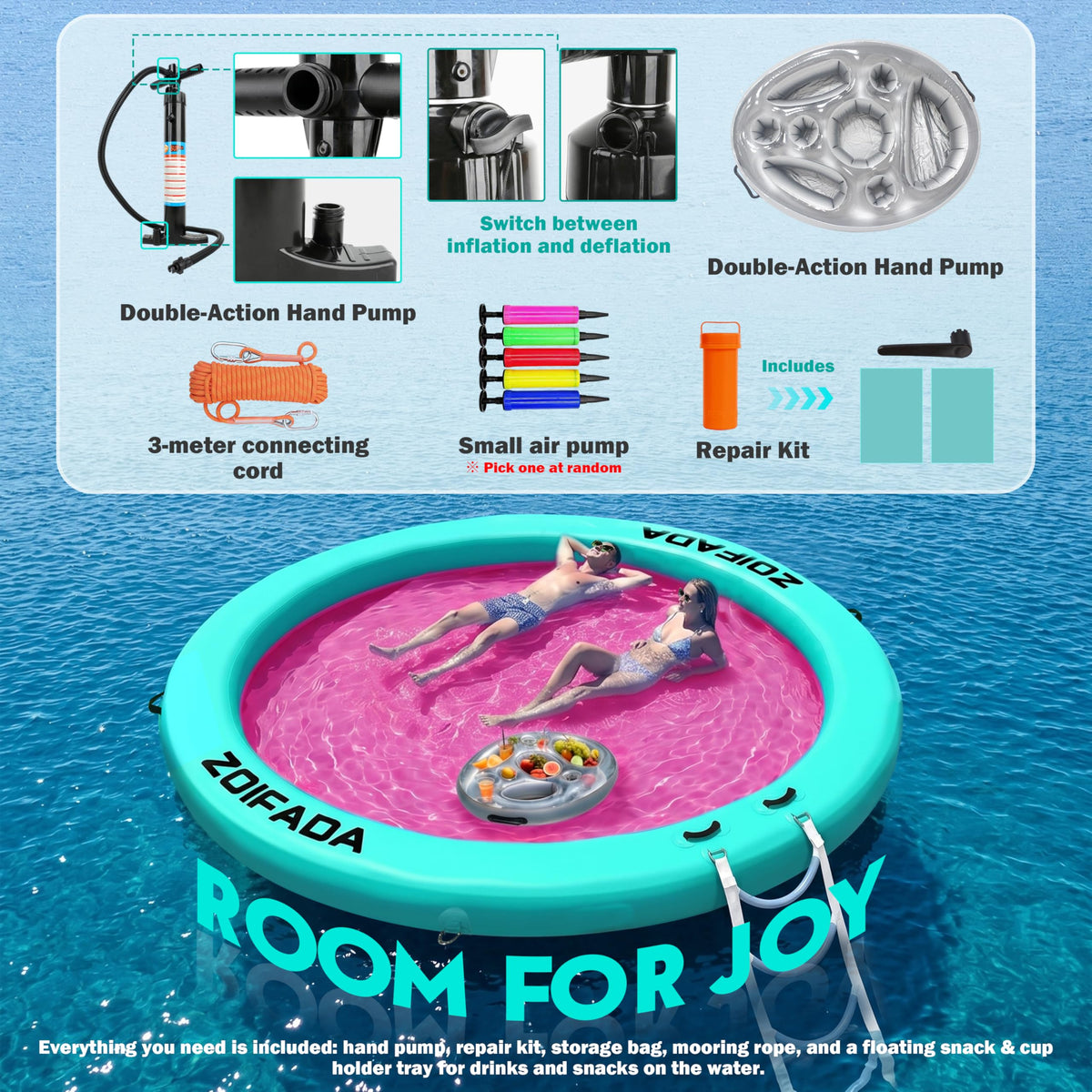 Inflatable Round Floating Ring with Cup Holder A501