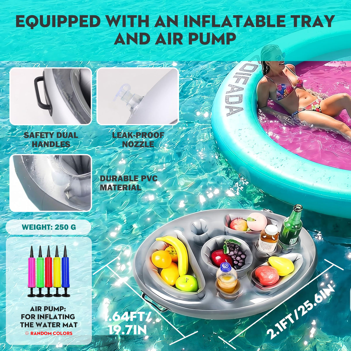 Inflatable Round Floating Ring with Cup Holder A501