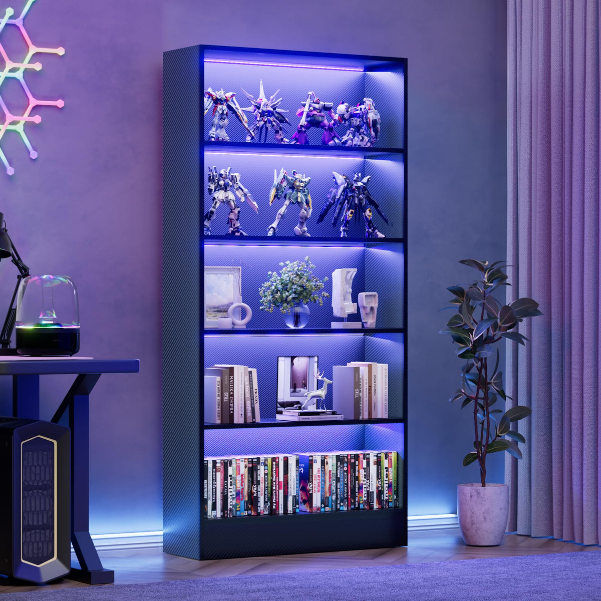 Black 5-Tier Wooden Bookshelf T9423